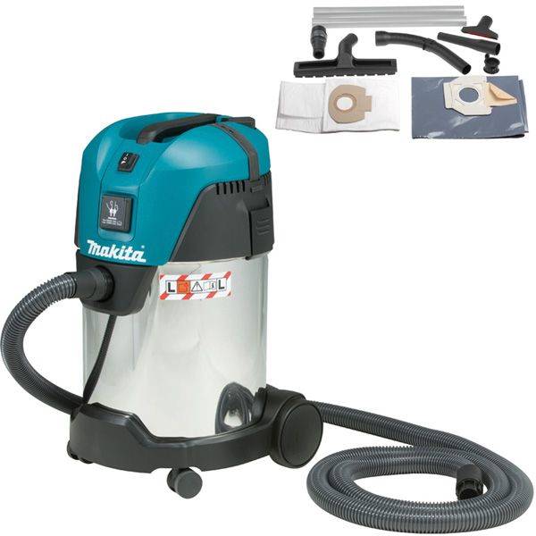 Aspirateur électrique Makita - eau et poussière - 30L 1000W 210mbar - Cuve inox