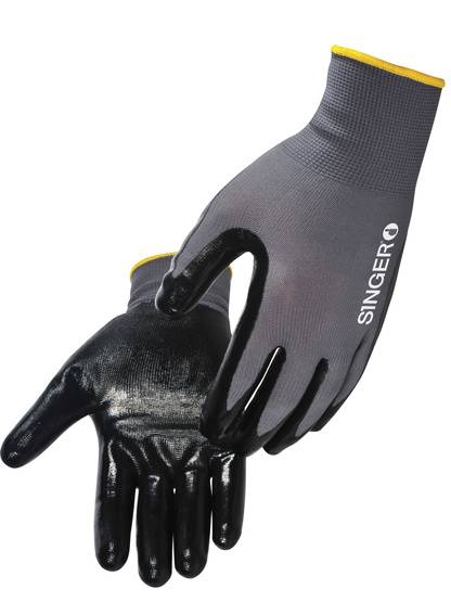 Gants Enduits Nitrile Noir/Gris NYM13GB - Gamme PRO - T9 - Singer - Lot de 10