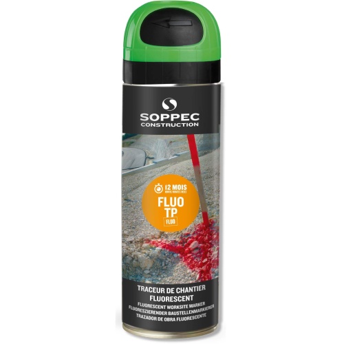 Traceur de chantier Soppec - Fluo TP - Aérosol de 500 ml - Vert