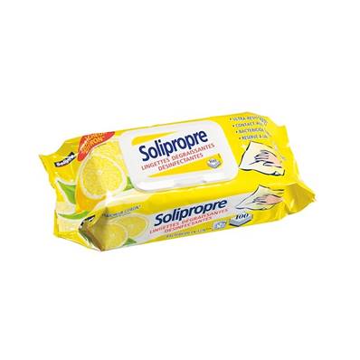 Lingettes nettoyantes Solipropre - Boîte jaune de 100 - Bactéricides