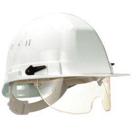 Casque de chantier - Modèle avec lunettes intégrées - Coloris blanc - Taliaplast