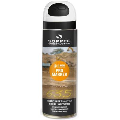 Traceur de chantier Soppec - Pro Marker - Aérosol de 500 ml - Blanc