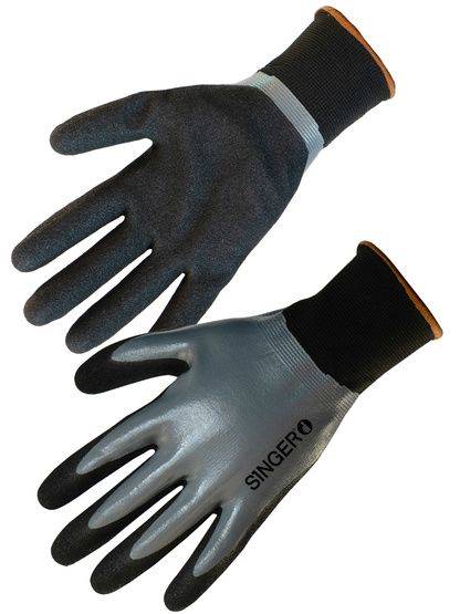 Gants Nitrile Paume noire Dos tout enduit PU - T10 - Singer - Lot de 10