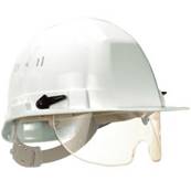 Casque de chantier - Modèle avec lunettes intégrées - Coloris blanc - Taliaplast