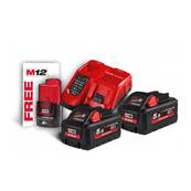 Pack 2 Batteries 18 V 5,5 Ah + 1 Batterie 12 V 3 Ah + 1 Chargeur 12/18 V Milwauk