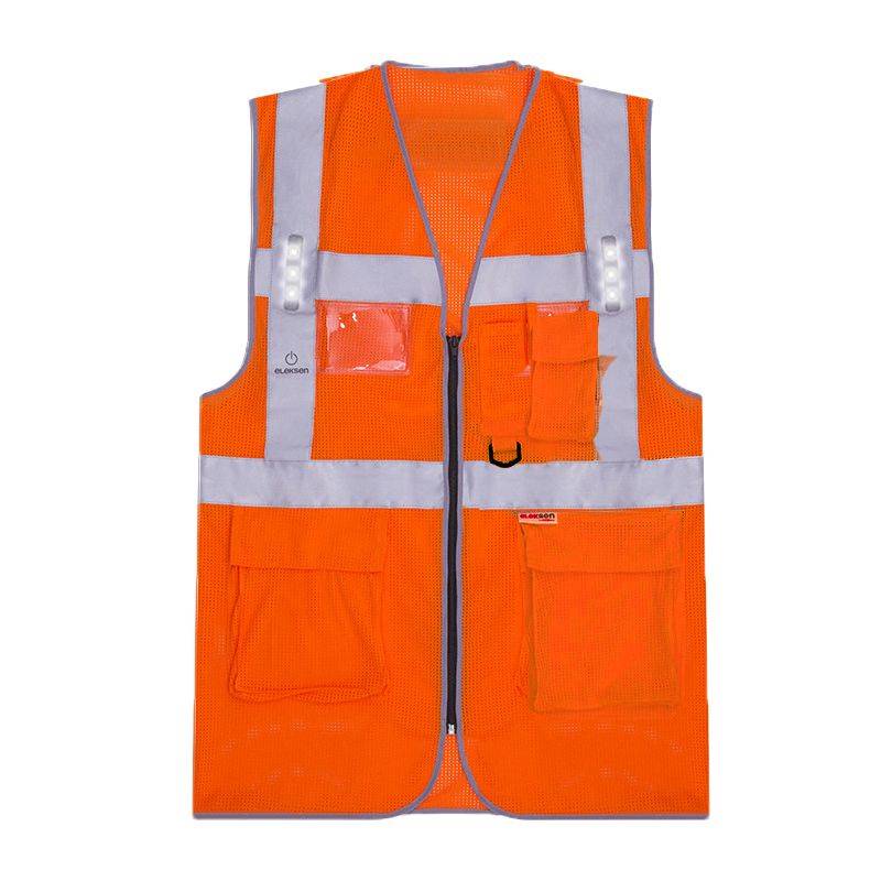 Gilet à LEDS - SAFARI - Rechargeable - Orange Fluo