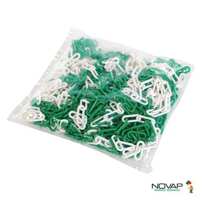 Chaîne plastique Verte et Blanche - Diamètre 8 mm - Sac de 25 ml - Novap