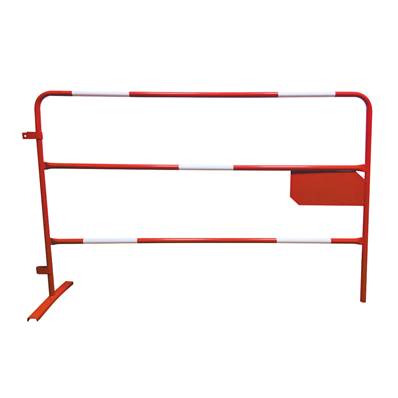 Barrière de chantier rouge - Modèle TP - L.1,5 m - Avec plaque