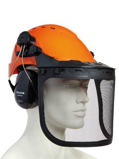 Casque forestier Singer Forceo orange avec visière grillagée - Singer