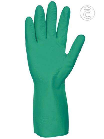 Gants nitrile sans support vert - Floqué coton - L.330 mm - Singer - Lot de 10