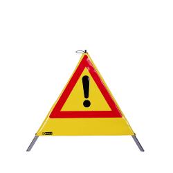 Panneau de Signalisation Temporaire Tripode Attention 70 cm Jaune avec Ressort