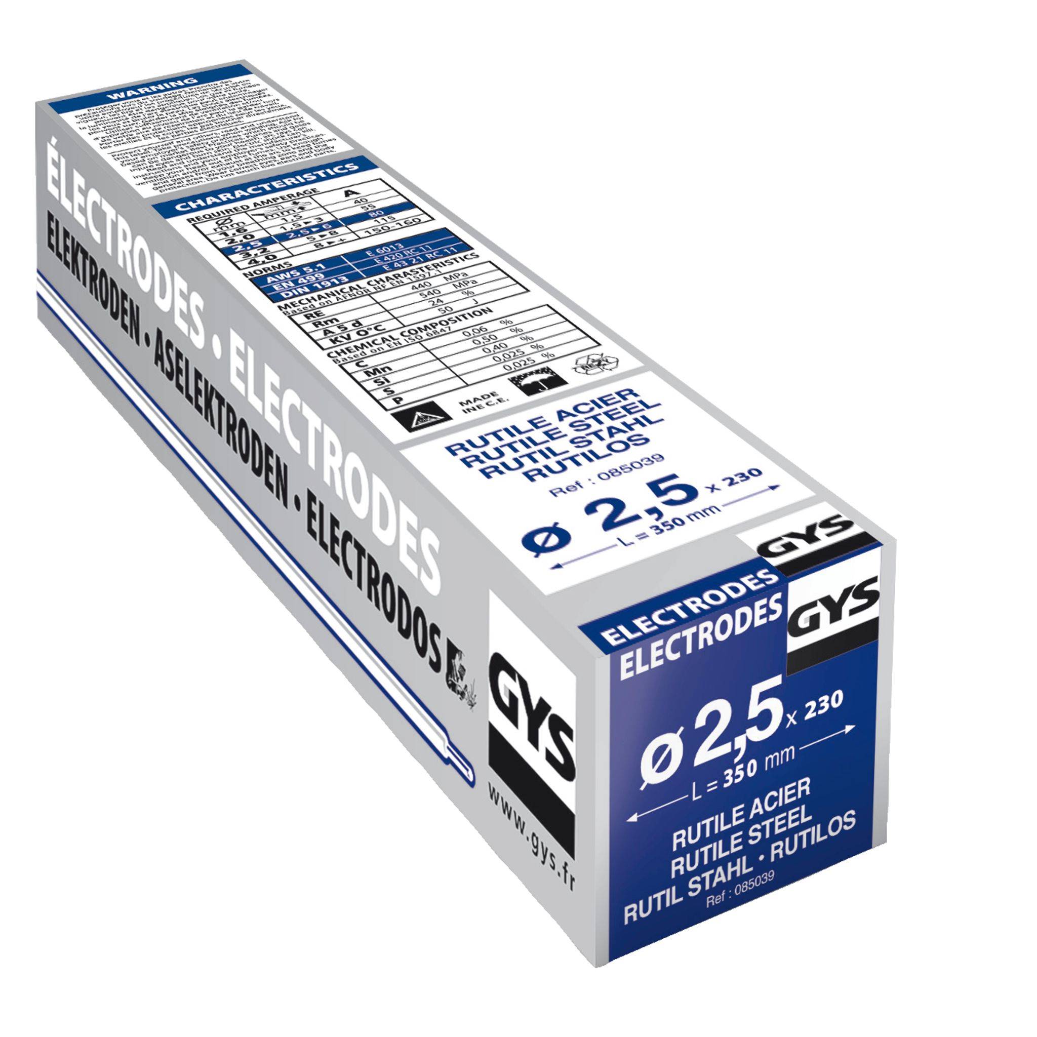 Électrodes rutiles E6013 Ø 2,5 - Boîte de 230 pièces