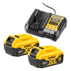 Pack 2 Batteries XR 18V 5 Ah Li-Ion DeWalt DCB1104P2-QW + Chargeur