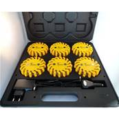 Balises rechargeables à leds jaunes - Valise de 6 pièces - 9 modes d’éclairage