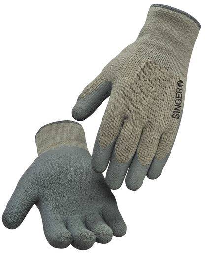 Gants latex gris fourré - Support acrylique sans couture - Dos aéré - Singer