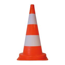 Cne De Chantier K5a Orange 75 cm Monobloc 2 Bandes Blanches