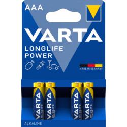 Piles alcalines Varta Longlife Power - AAA - LR03 - Le blister de 4