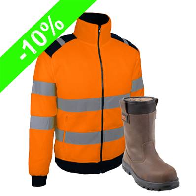 Veste Polaire HV Singer Polgo + Bottes de Sécurité Fourrée Cuir Mille Kama