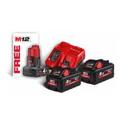 Pack 2 Batteries 18 V 8 Ah + 1 Batterie 12 V 4 Ah + 1 Chargeur 12/18 V Milwaukee