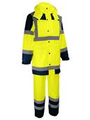 Veste et pantalon de pluie - jaune fluorescent / marine - M - Singer