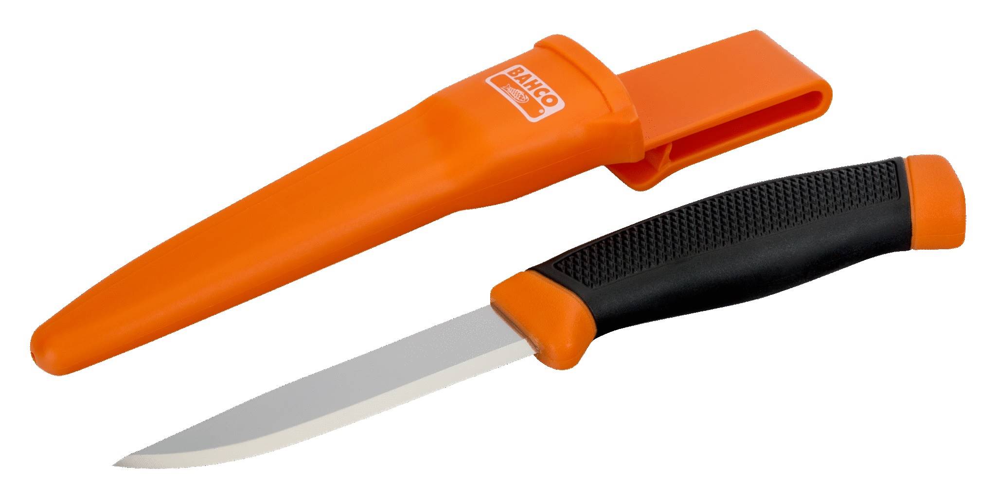 Couteau robuste multi-usages BAHCO - Manche bi-matière - étui et clips ceinture