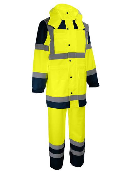 Veste et pantalon de pluie - jaune fluorescent / marine - M - Singer